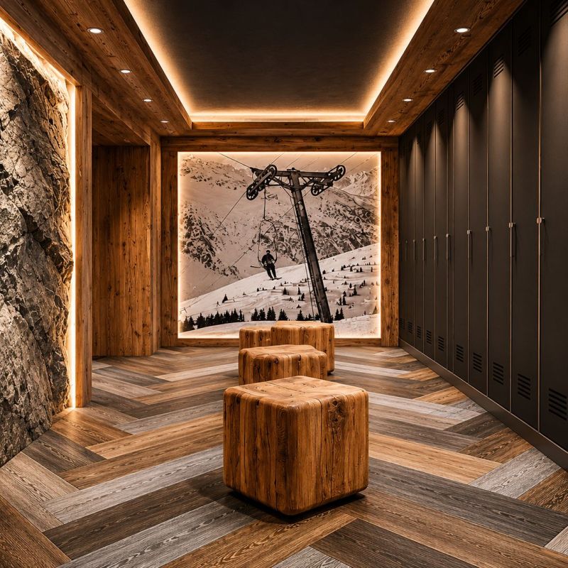 Breitlehenalm Ski Depot Deluxe – rendering with heated lockers (2026 rebuild)